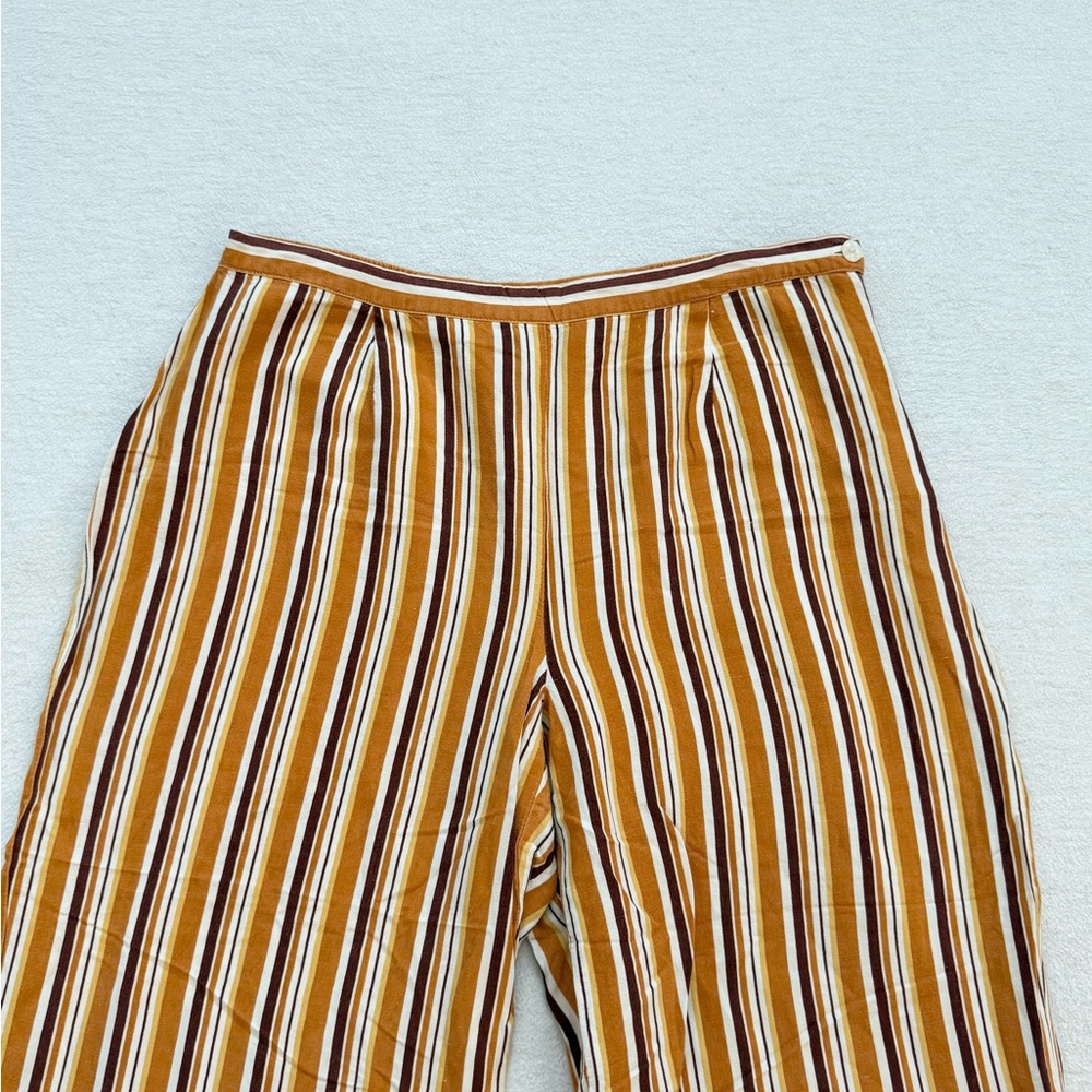 Striped Wide Leg Linen Blend Cropped Pants Women’s Size 18 - Picture 2 of 7